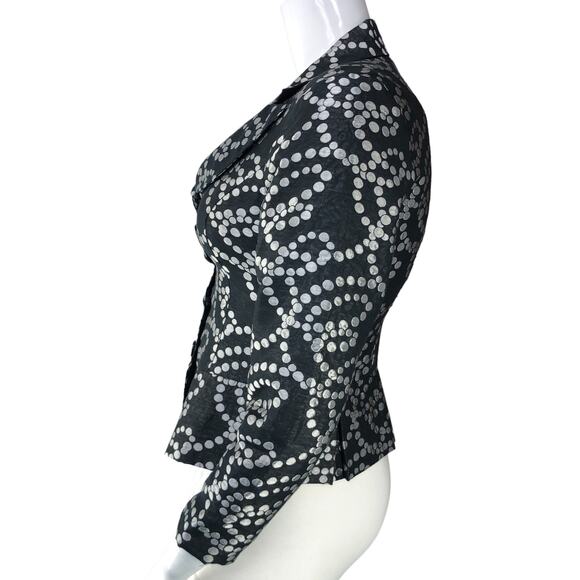Samuel Dong Womens Size M Blazer Jacket Black Silver Dotted Collared Button Up - Picture 5 of 15